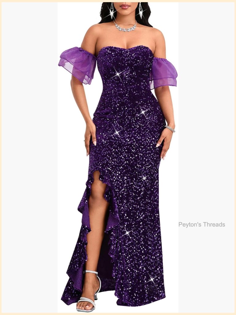 Sexy Ruffled Hem Mermaid Party Cocktail Bodycon Formal Evening Gown Floor Length